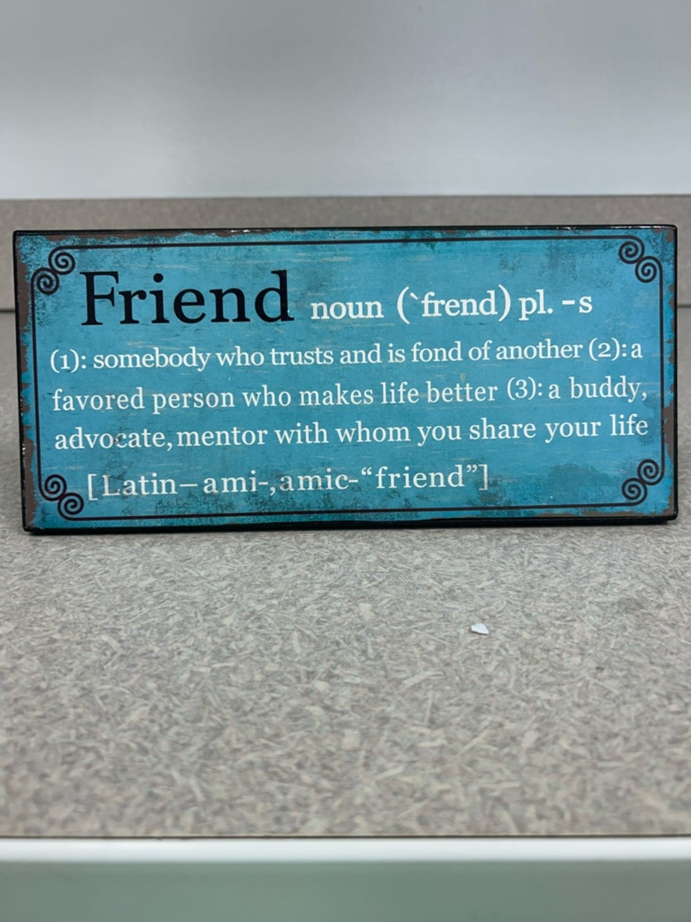Hobby Lobby Turquoise "Friend" Definition Decorative Sign